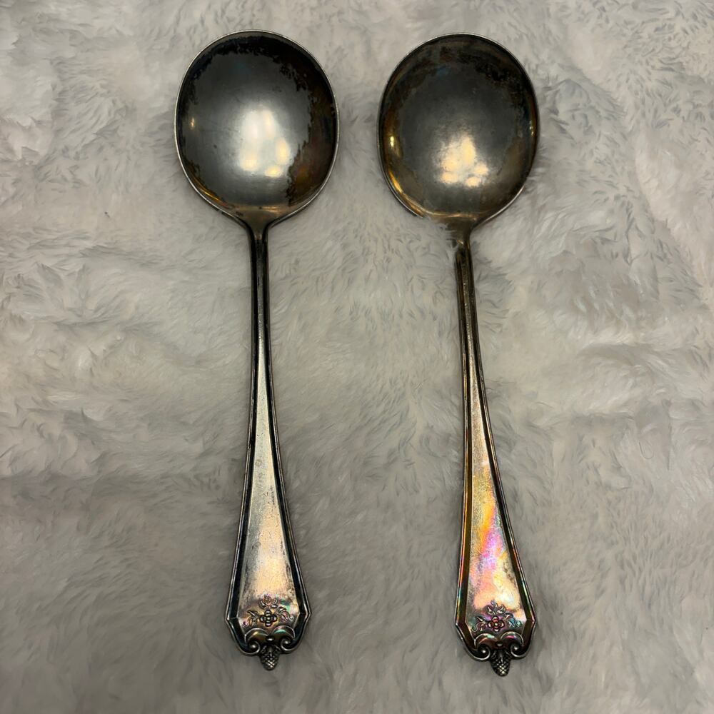 Vintage International Silverplate Set Two Soup Spoons